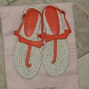 Stuart Weitzman Orange and Cream Sandals